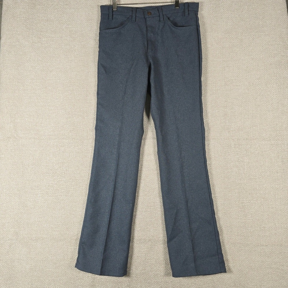 VTG 1990 Levis 517‎ Dacron Polyester Pants 34x34 Gray Blue Bootcut Made in USA